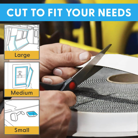 Person cutting Industrial Strength 1 Inch By 5 Foot Clear Self Mating Reclosable Fasteners With Stick On Adhesive No Tools Needed