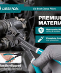 CV Boot Clamp Pliers For Clic And Clic-R Clamps 7 Inch Heavy Duty Spring Loaded Hose Clamp Tool in use on a hose