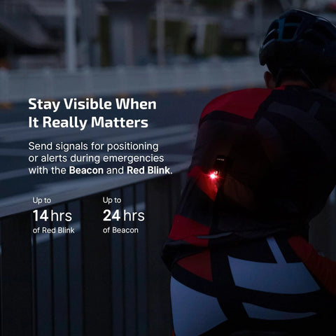 Cyclist wearing black gear with OLIGHT Oclip Pro EDC Clip On Light Rechargeable 500 Lumens With Three Lighting Modes on back