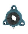Front view of UETM204 3-Bolt Flange Sealed Ball Bearing Unit, 20mm I.D. Wide Inner Ring, Cast Iron TM204 Housing, Concentric Collar Lock.