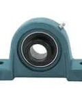 Front view of Single 1-7/16 in Pillow Block Bearing with Eccentric Collar, Heavy Duty Cast Iron Housing, Wide Inner Ring Ball Insert.