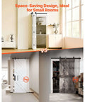 Comparison of space-saving bifold barn doors in white and rustic styles for small rooms, emphasizing aesthetic and functional differences.