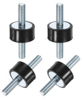 Four Pack D20xH10mm Rubber Mounts With M6x18mm Studs, Rugged Vibration Isolators, Cylindrical Shock Absorbers For Air Compressors, Cars, Pumps