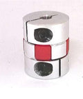 12mm to 14mm Jaw Type Flexible Coupling D30-L35, aluminum jaw type flexible coupling with a red spacer.