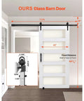 Sliding Barn Door 42 By 84 Inch With Glass Panels Durable MDF Core Includes Hardware Kit Water Resistant PVC Coating