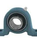 Front view of BPW201 12mm Narrow Pillow Block Unit, Single Industrial Shaft Support, Malleable Iron Housing, Sealed Ball Bearing Insert with Contact Seal