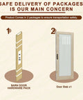 36 X 80 Inch Frosted Glass Solid Pine Wood Sliding Barn Door With Installation Hardware Kit packaging details