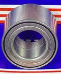 Front view of DAC35620040 Auto Wheel Bearing 35x62x40, double row, with metal construction against a striped background.
