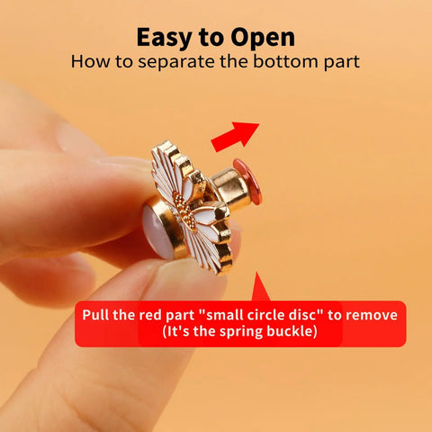 Hand holding Daisy Flower Jeans Button Tightener For Loose Jeans Adjustable No Sew No Tools Pins Detachable and Reusable
