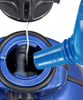 Dark blue marking chalk delivers clear, bold snap lines with an ultra-fine semi-permanent formula, easy-fill nozzle in use