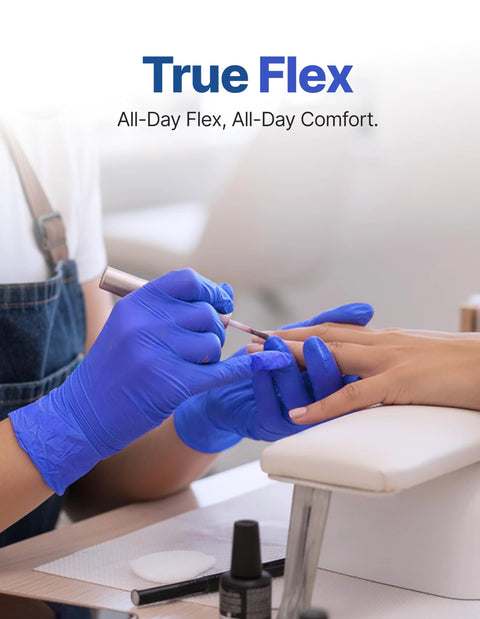 Manicure with Nitrile Exam Gloves Dark Blue Large Disposable Latex Free Food Safe 100 Count