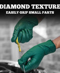 Heavy Duty Nitrile Gloves 6 Mil Dark Green Diamond Texture Mechanic Latex Free gripping tool