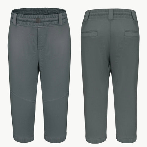 Youth Knicker Baseball Pants For Kids And Toddlers Boys And Girls Dark Grey Knee Length Practice Pants With Belt Loops And Elastic Hem
