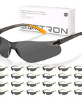 Dark Tinted Safety Glasses 24 Pack ANSI Z87 UV Eye Protection For Construction with box and multiple pairs displayed