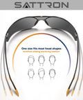 Dark Tinted Safety Glasses 24 Pack ANSI Z87 UV Eye Protection For Construction with graphic showing fitting and comfort features