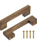 Eight Piece Solid Wood Drawer Pulls With Screws In Dark Walnut Finish 4 Inch Hole Center Square Cabinet Handles For Kitchen Cabinets Dressers Wardrobes And Cupboards 96mm Center To Center 120x12x32mm