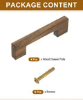 Package contents of Eight Piece Solid Wood Drawer Pulls With Screws In Dark Walnut Finish showing handle and screws