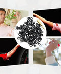 100 Pack Dart Shaft O Rings Non Slip Rubber O Rings for Metal Shafts Dart Accessories Kit Black Pro Grade Wear Resistant Cushioning Keeps Shafts Firm and Prevents Falls With AB Thread Apron Tool Included, shown with darts and players.