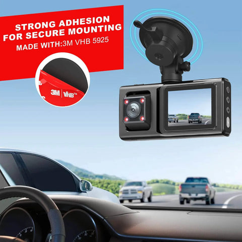 Heavy Duty Double Sided Mounting Tape Kit With 20 Adhesive Pads secures dash cam to windshield for strong, secure mounting