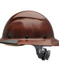 Side view of Dax Fiber Resin Full Brim Safety Helmet With 6 Point Suspension and Comfort Dome showing ratchet adjustment