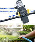 DC 12V Diaphragm Pump, Self-Priming Sprayer Pump, 1.2 GPM 87 PSI Pressure Switch Adjustable water pump, With 2 hose clamps, for RV Camping Shower Garden Irrigation