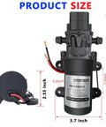 DC 12V Diaphragm Pump, Self-Priming Sprayer Pump, 1.2 GPM 87 PSI Pressure Switch Adjustable water pump dimensions shown