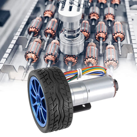 DC 12V Encoder Gear Motor 65mm Full Metal Geared Motor with Mount Bracket and Wheel Kit for Smart Car, Robot, and DIY Projects