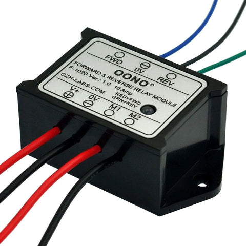 Forward and Reverse Relay Module for Motor/Linear Actuator, Reversing Relay Module (DC 12V) with wires, compact plastic case.