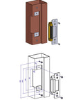 Diagram of Heavy Duty 12V DC Electric Door Strike Lock With Fail Safe And Fail Secure Modes, showing dimensions and components, 2 Pack.