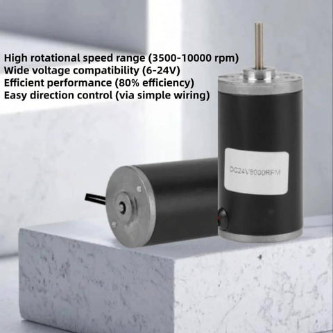 DC Motor, 6V/12V/24V 3500-8000RPM High Speed CWCCW Permanent Magnet DC Motor 31ZY High Power DC Carbon Motor for DIY