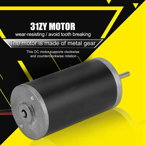DC Motor, 6V/12V/24V 3500-8000RPM High Speed CWCCW Permanent Magnet DC Motor 31ZY High Power DC Carbon Motor