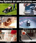 Range of applications for High Torque DC Motor 12V/24V 30W, including lawn mower, cutting machine, blower, and more.