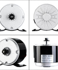 Small Brushed Permanent Magnet Electric Motor for E Scooter Drive Speed Control 24V 350W 3000RPM, various angles shown.