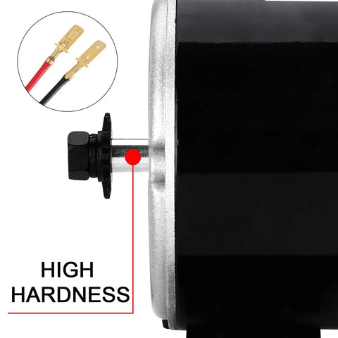 Side view of Small Brushed Permanent Magnet Electric Motor for E Scooter Drive Speed Control 24V 350W 3000RPM showing connection terminals.