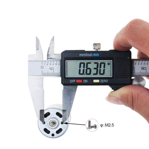 Caliper measuring diameter of 6-12V Mini DC Motor High Torque Gear for Traxxas R/C and Power Wheels PCB DIY Electric Drill.