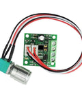DC Motor Speed Controller 1.8V To 15V 2A PWM Variable Regulator with Speed Control Knob and wires visible
