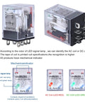 Beefy 24V DC DPDT Electromagnetic Relay Kit With 8-Pin Socket Base, 10 Amp Coil With LED Indicator, shown from side view