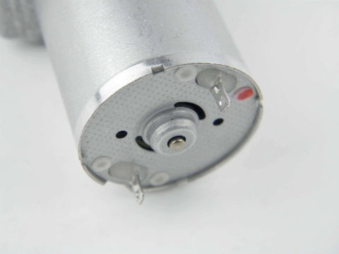 Close-up of 370WG DC Worm Gear Motor 6V DC 30RPM Self-Locking Reversible Reducer Electric Motor showing connection points.