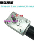 Close-up of 12V 16rpm DC Worm Gear Motor 70kg.cm High Torque Turbine Electric Gearbox Motor with 8mm D-shape shaft