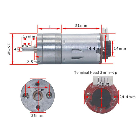 DC12V Encoder Gear Motor with Mounting Bracket, 65mm Magnetic Motor for Smart Car Robot Model DIY(130RPM),Geared Motor