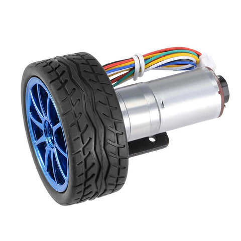 Side view of DC12V Encoder Gear Motor with Mounting Bracket, 65mm Magnetic Motor for Smart Car Robot Model DIY(130RPM),Geared Motor