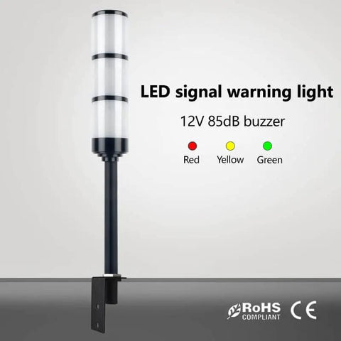 Industrial DC12V LED Signal Tower Light With L Shaped Base Three Color Stacking Alarm Light And Buzzer for CNC machines