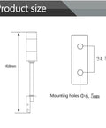 Industrial DC12V LED Signal Tower Light With L Shaped Base product dimensions and mounting hole specifications diagram