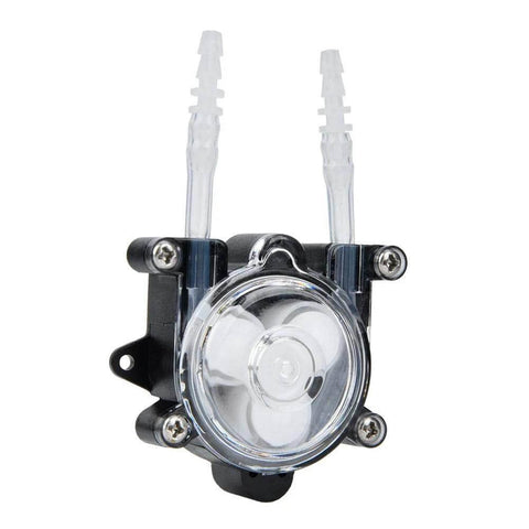 Front view of Peristaltic Pump,DC12V Mini Peristaltic Pump for Laboratory Bioengineering G528 32x23mm with transparent tubing.