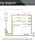 Wiring diagram for Industrial DC12V LED Signal Tower Light With L Shaped Base showing connections for red, yellow, green lights, and buzzer.