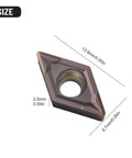 10 Pack DCMT070204-SM Carbide Indexable Inserts for Lathe Turning and Milling, Pro Grade Precision for Stainless Steel, Size Dimensions Shown