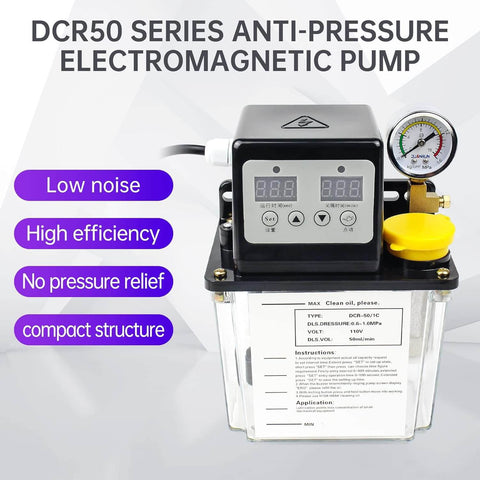 Automatic Lubricating Oil Pump 110V 1L With Electromagnetic Lubrication System, Digital Control, Dual Display, Pressure Gauge