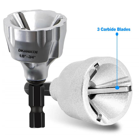 Heavy Duty Deburring Chamfer Tool With Tungsten Carbide Blades And Fast Hex Shank for burr removal, showing 3 carbide blades