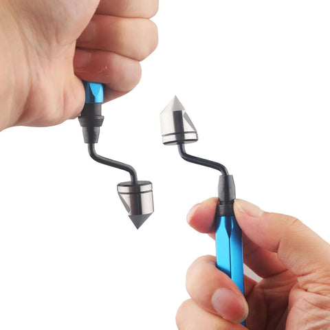 Deburring Countersink Tool Set For Metal Wood And Plastic, Pro Grade Precision Hand Reamer shown in use with hands.