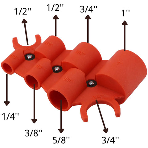 Deburring Pipe And Depth Gauge Tool For Copper CPVC PEX PE RT And HDPE Tubing Six Size Range 1/4 To 1 Inch